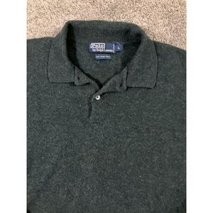 Ralph Lauren Lamb's Wool Sweater Polo Large Green Long Sleeved